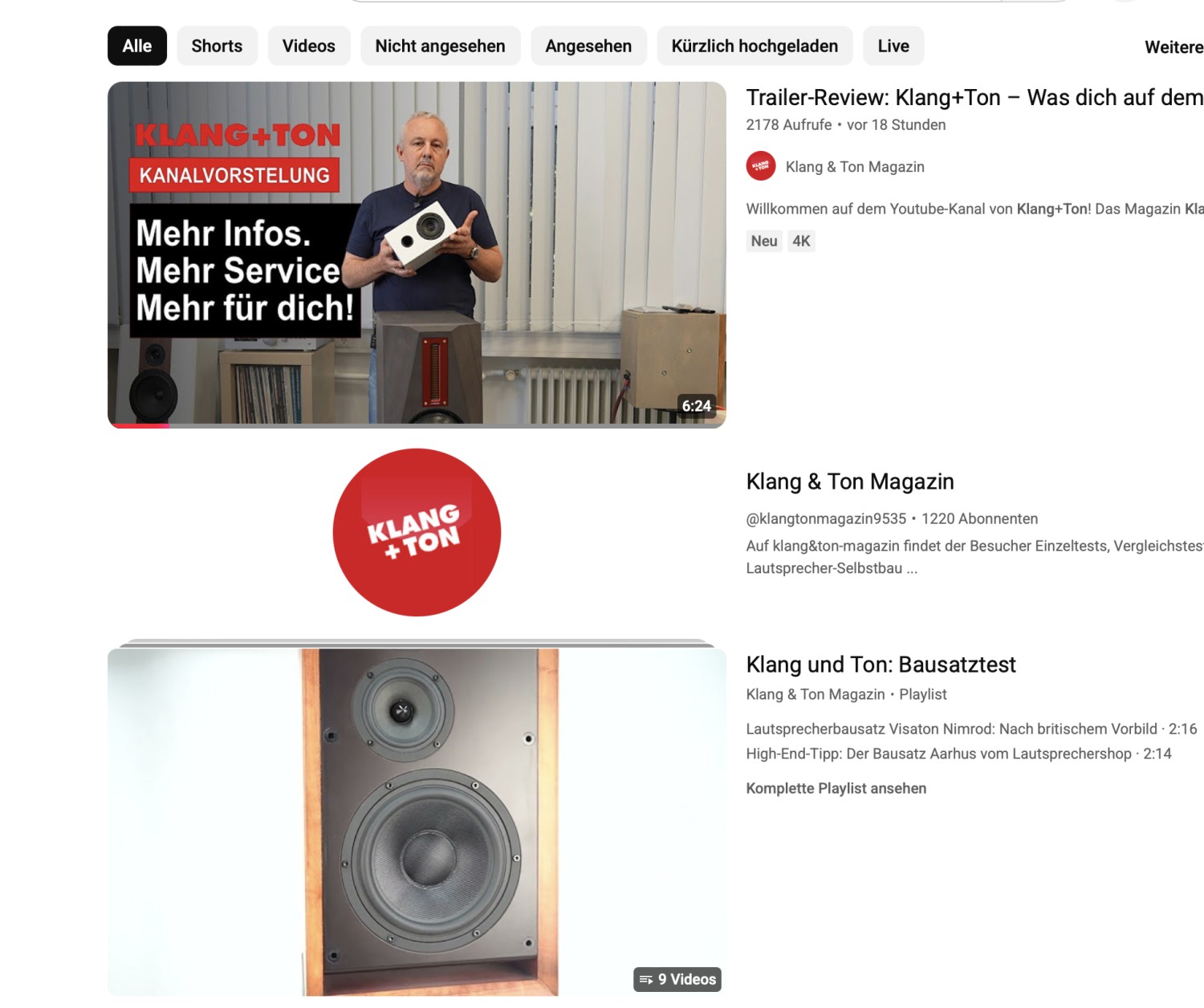 HiFi YouTube-Kanal der Klang+Ton gestartet - News, Bild 1