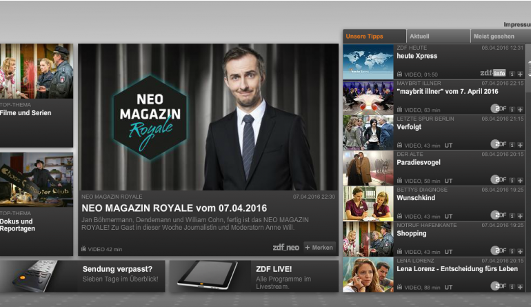TV ZDF baut Smart-TV-Portfolio aus: HbbTV-Angebot um Nachrichten, Wetter und TV-Programm erweitert - News, Bild 1